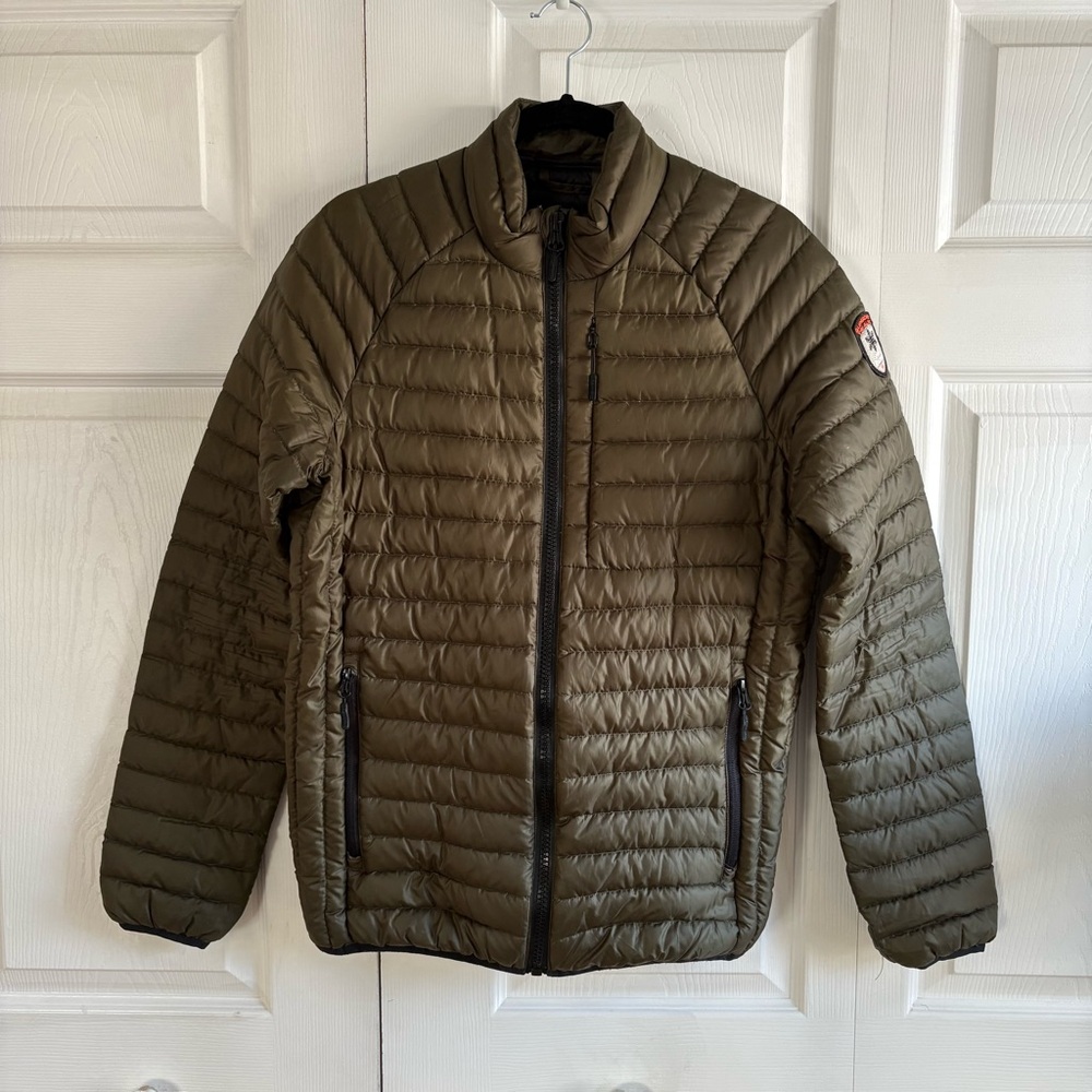 Superdry Sub Arctic Real Down Puffer Olive Green‎ Jacket M Quilted Packable